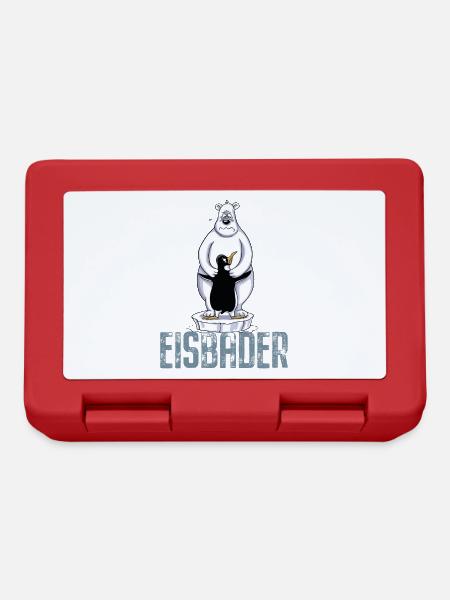 Eisbader Eisbär Pinguin Eisbaden Sauna Spa Eis - Brotdose - Rot