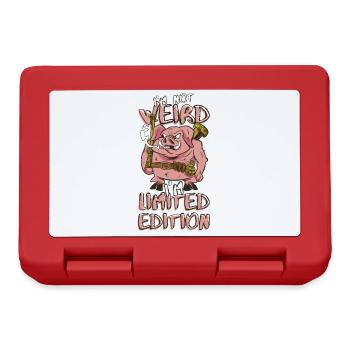 Cooles Cartoon Schwein - Limited Edition - Spruch - Brotdose - Rot - Vorne