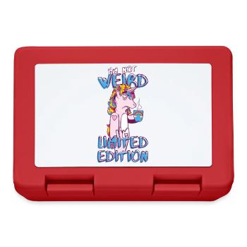 Cartoon Unicorn with Coffee Cup - Limited Edition - Lunchbox - red - Front