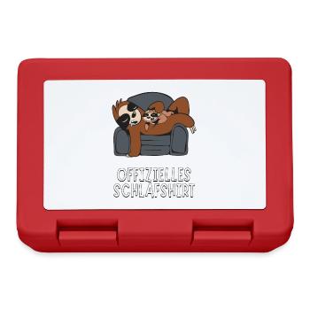 Offizielles Schlafshirt - Faultier Papa mit Kind - Brotdose - Rot - Vorne