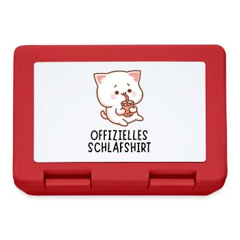 Offizielles Schlafshirt - Süßes Bubble Tea Katze - Brotdose - Rot - Vorne