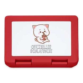 Offizielles Schlafshirt - Süßes Bubble Tea Katze - Brotdose - Rot - Vorne