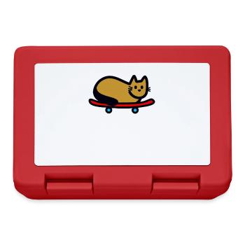 Chat sur skateboard - Boîte à goûter - rouge - Devant