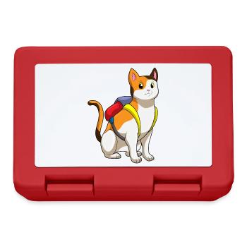 Chat avec cartable - Boîte à goûter - rouge - Devant