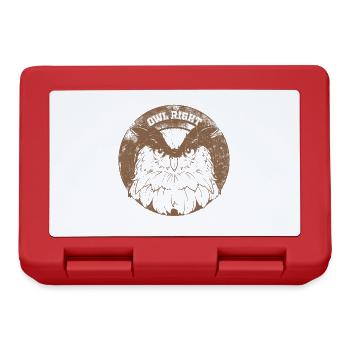 Owl Right Alright Owl jeu de mots - Boîte à goûter - rouge - Devant