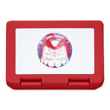 Owl Right Alright Owl jeu de mots - Boîte à goûter - rouge - Devant