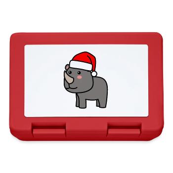Nashorn Weihnachten Comic Xmas - Brotdose - Rot - Vorne