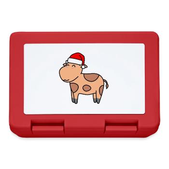 Kuh Comic Weihnachten Xmas - Brotdose - Rot - Vorne