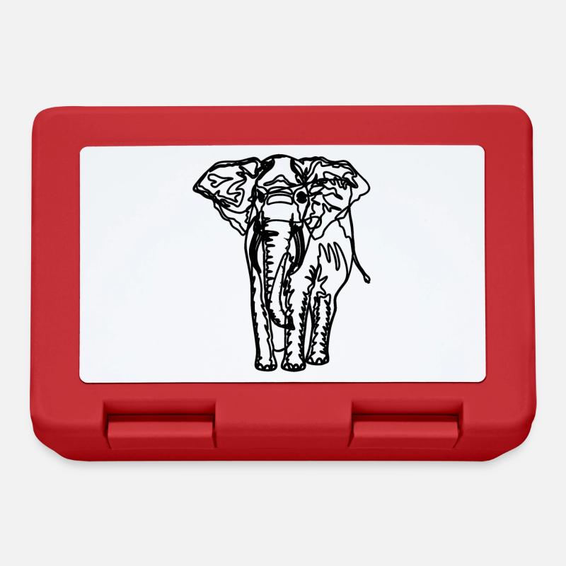 Drawing of an elephant - Lunchbox - red