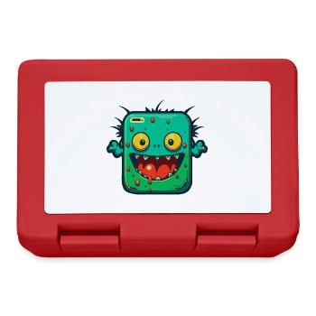 Monster Crash - Freches grünes Tablet Monster - Brotdose - Rot - Vorne