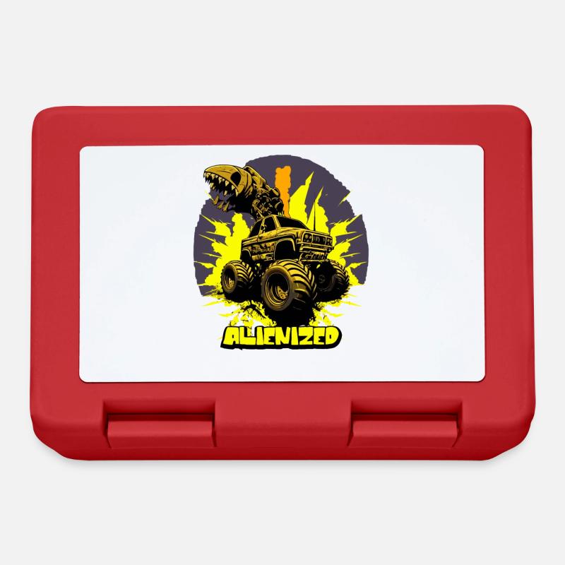 Monstertruck mit Alien-Greifarm mit Explosion - Brotdose - Rot