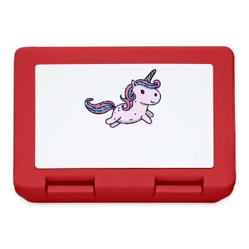 Süßes Kawaii Einhorn Springt Grunge - Brotdose - Rot - Vorne