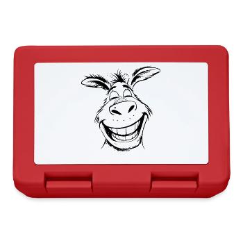 Smiling cartoon donkey - Lunchbox - red - Front