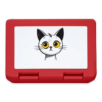 Chat de dessin animé mignon triste - Boîte à goûter - rouge - Devant