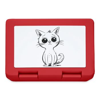 Chat de dessin animé mignon triste - Boîte à goûter - rouge - Devant