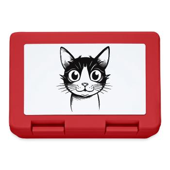 Drôle de chat de dessin animé - Boîte à goûter - rouge - Devant