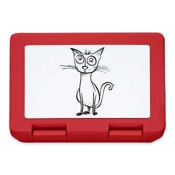 Seltsame Cartoon-Katze - Brotdose - Rot - Vorne