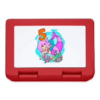 Fille 5 ans 5ème sirène anniversaire - Boîte à goûter - rouge - Devant