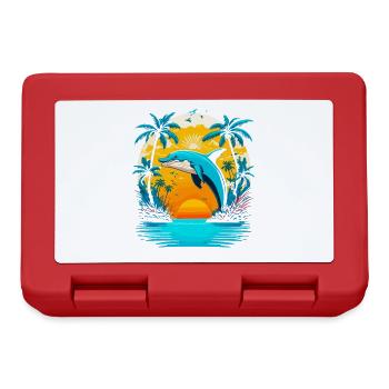 Dolphin Summer Tropical Sunset - Lunchbox - red - Front