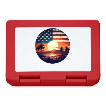 Rétro American Flag Vintage Sunset 4 juillet - Boîte à goûter - rouge - Devant