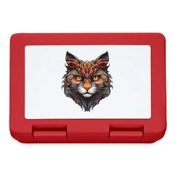 Cat Portrait Head - Lunchbox - red - Front