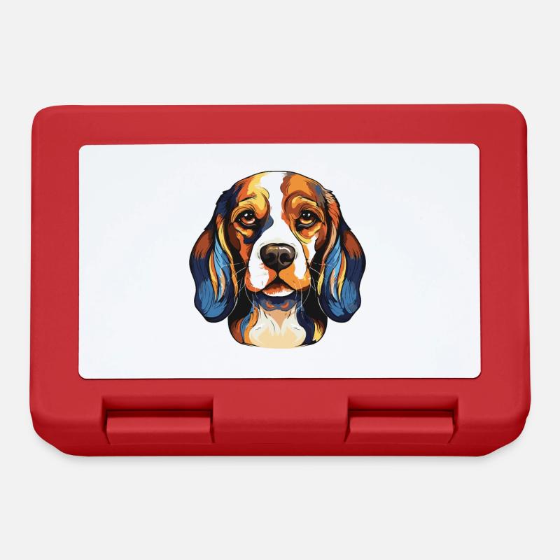 Beagle Hund Portrait - Brotdose - Rot