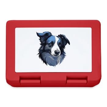 Border Collie Hund Portrait - Brotdose - Rot - Vorne