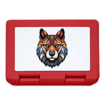 Akita Hund Portrait - Brotdose - Rot - Vorne