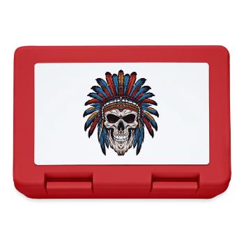 Apache Indian Chief Skull - Lunchbox - red - Front