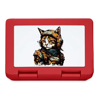 Aquarell Weltraum Piloten Katze - Brotdose - Rot - Vorne