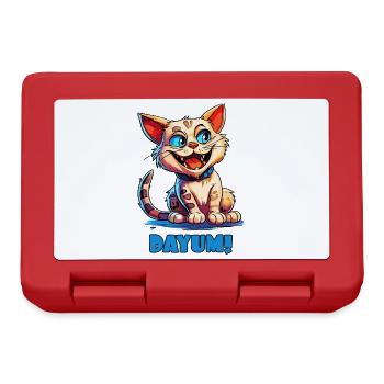 Drôle de chat de dessin animé - Dayum! - Boîte à goûter - rouge - Devant