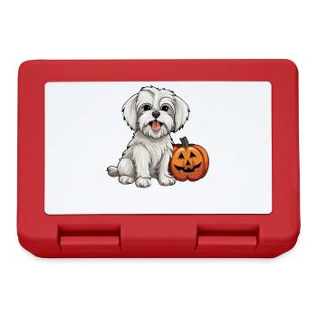 Maltese Dog Pumpkin Lazy Halloween Party Costume - Lunchbox - red - Front