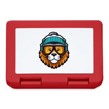 Löwe Snowboard Ski Brille Comic - Brotdose - Rot - Vorne