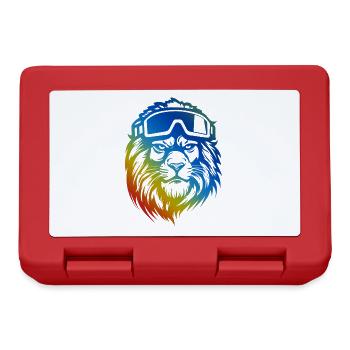 Löwe Snowboard Ski Brille Bunt - Brotdose - Rot - Vorne