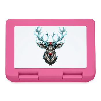 Red Nose Reindeer Deer Antlers - Lunchbox - pink - Front