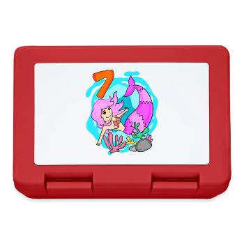 Fille 7 ans 7e anniversaire sirène - Boîte à goûter - rouge - Devant