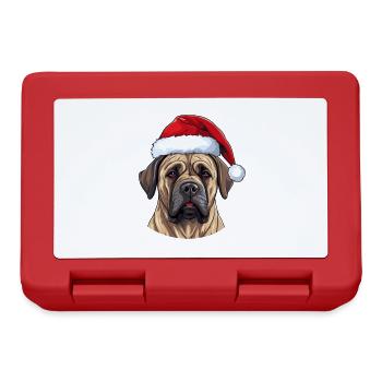 Boerboel Hund Kopf Weihnachten Portät - Brotdose - Rot - Vorne