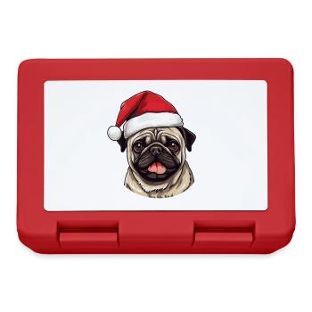 Pug Hund Mops Kopf Weihnachten Portät - Brotdose - Rot - Vorne