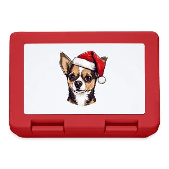 Chihuahua Dog Head Christmas Portrait - Lunchbox - red - Front