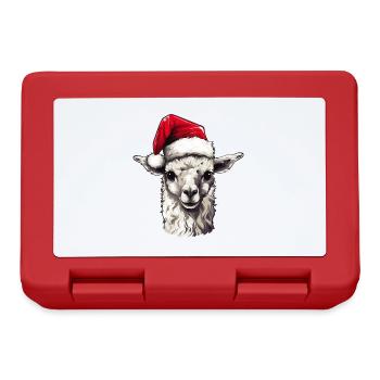 Alpaca Head Llama Christmas Portrait - Lunchbox - red - Front