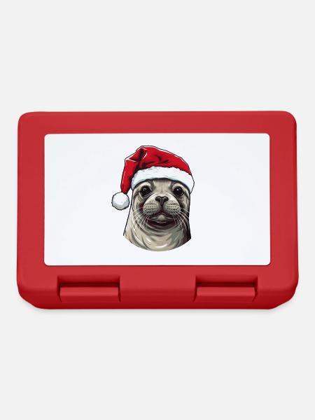 Robbe Seehund Weihnachten Portät - Brotdose - Rot