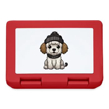 Chien Animal Bébé Bande Dessinée Hiver - Boîte à goûter - rouge - Devant