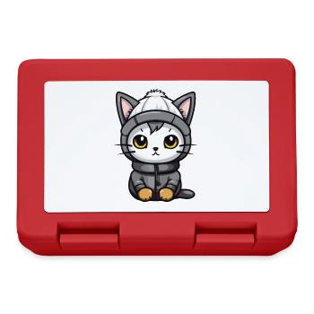 Cat Animal Baby Comic Winter - Lunchbox - red - Front