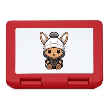Lapin Animal Bébé Bande Dessinée Hiver - Boîte à goûter - rouge - Devant