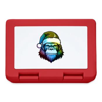 Gorilla Head Christmas Portrait Colorful - Lunchbox - red - Front