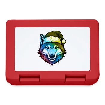 Tête de loup Noël Portrait coloré - Boîte à goûter - rouge - Devant