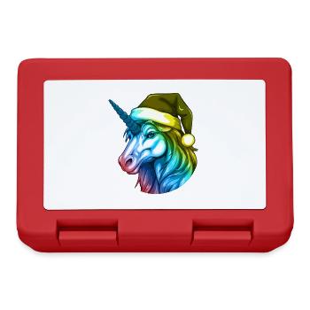 Unicorn Head Christmas Portrait Colorful - Lunchbox - red - Front