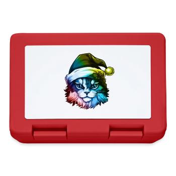 Cat Head Christmas Portrait Colorful - Lunchbox - red - Front