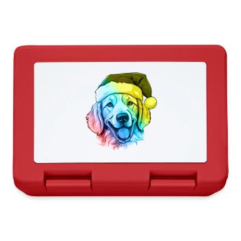 Golden Retriever Dog Head Christmas Portrait Colorful - Lunchbox - red - Front