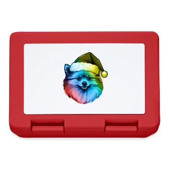 Pomeranian Christmas Portrait Pomeranian Dog Colorful - Lunchbox - red - Front
